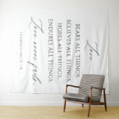 Love Never Fails Wedding Tapestry Backdrop  Wandkleed (In Situ (horizontaal))