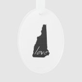Love New Hampshire Shaped Black Chalkboard Ornament (voorkant)