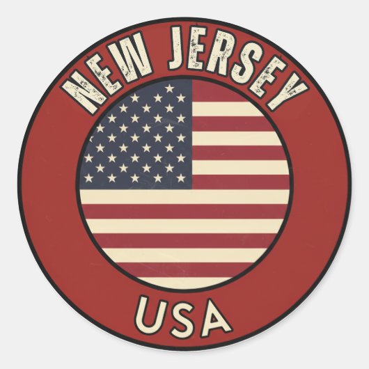 Love New Jersey - Cute NJ State Souvenir Ronde Sticker (Voorkant)