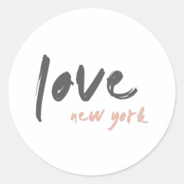 Love New York | NYC USA Modern Wanderlust Pink Ronde Sticker