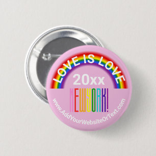 Love New York Pride LGBT Rainbow Gay Party Ronde Button 5,7 Cm