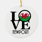 LOVE Newport Wales Keramisch Ornament (Voorkant)