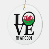 LOVE Newport Wales Keramisch Ornament (Links)