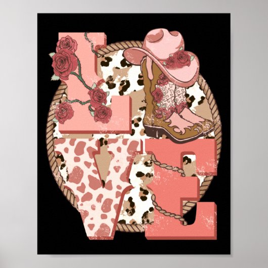 Love Nge Vintage Western Valentines Day  Poster (Voorkant)