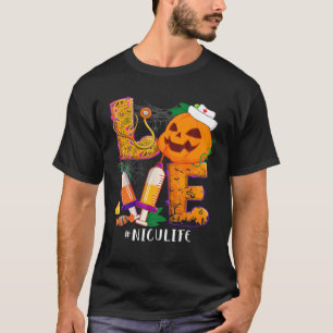 Love NICU Nurse Life Halloween Costume Pumpkin T-shirt