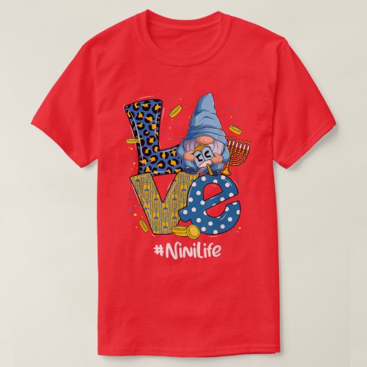 Love Nini Life Leopard Gnome Happy Chanukah Gnome T-shirt (Design voorkant)