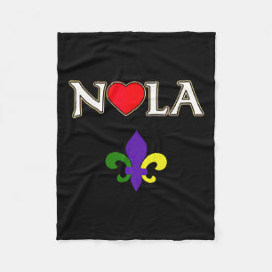 Love Nola New Orleans Fleur De Lis Heart Nola Fleece Deken