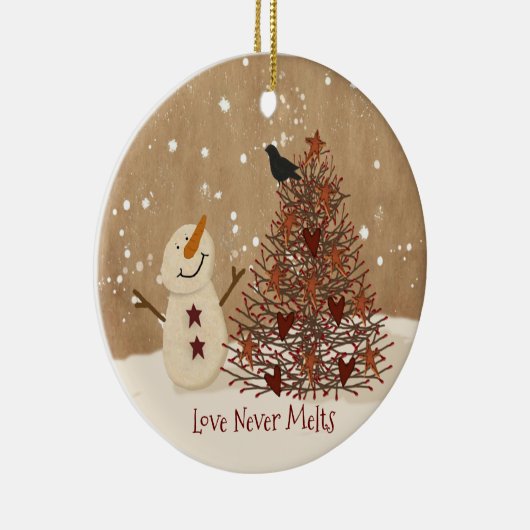 Love Nooit Melts kerstversiering Keramisch Ornament (Rechts)