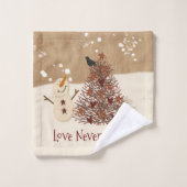 Love Nooit Melts Snowman Towel Set Bad Handdoek (Wasdoekje)