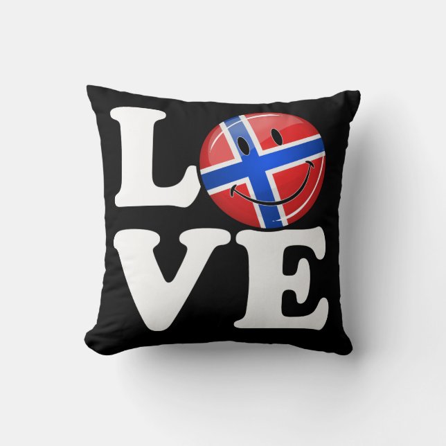 Love Norway glimlach Flag Kussen (Voorkant)