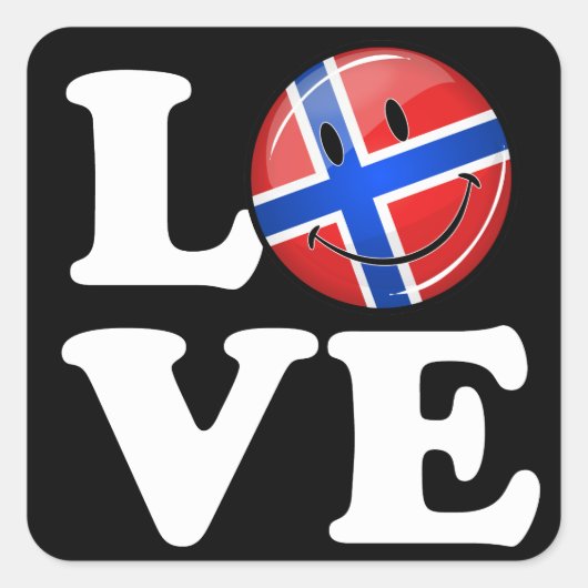 Love Norway glimlach Flag Vierkante Sticker (Voorkant)