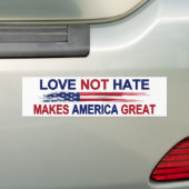 Love not Hate maakt Amerika geweldig Bumpersticker (Op auto)