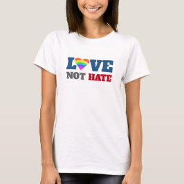 Love not Hate Rainbow Heart Bold Typografie T-shirt