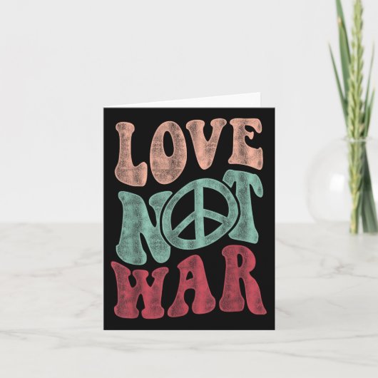 Love Not War Groovy Peace Sign Kaart (Voorkant)