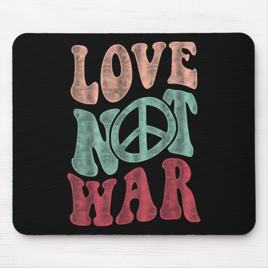Love Not War Groovy Peace Sign Muismat (Voorkant)