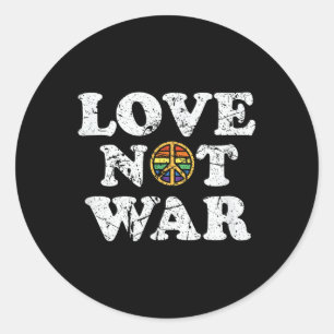 Love Not War Pro Peace Anti War Vintage verontrust Ronde Sticker