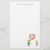 Love Note Boy rent naar Girl met ballonnen Briefpapier (Voorkant)