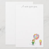 Love Note Boy rent naar Girl met ballonnen Briefpapier (Voorkant / Achterkant)