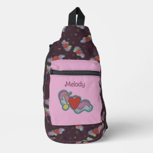 Love Note: Doodle Heart Music Liefhebbers Naam Roz Sling Bag