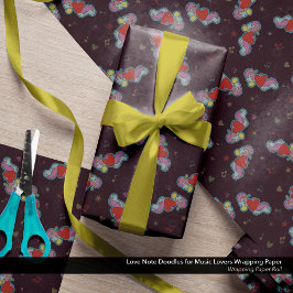 Love Note Doodles voor muziekliefhebbers Cadeaupapier