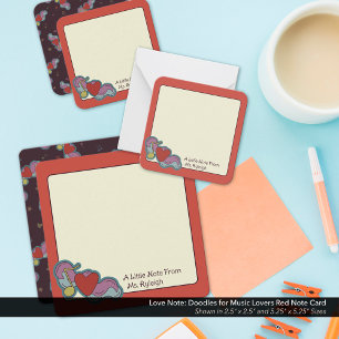 Love Note: Doodles voor Muziekliefhebbers Rood Notitiekaartje