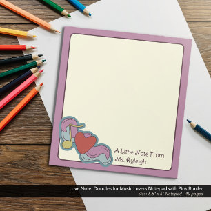 Love Note: Doodles voor Muziekliefhebbers Roze Notitieblok