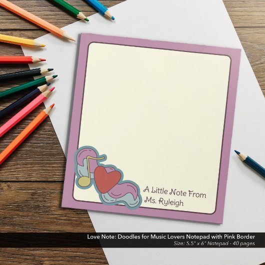 Love Note: Doodles voor Muziekliefhebbers Roze Notitieblok