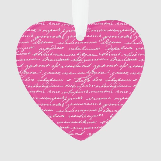 Love Note Handwriting Pink Heart Valentijn Bericht Ornament (voorkant)
