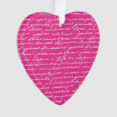 Love Note Handwriting Pink Heart Valentijn Bericht Ornament (voorkant)