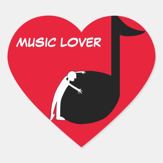 Love Note - Man Hugging Music Note Music Lover Hart Sticker (Voorkant)