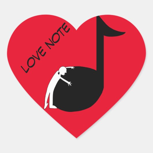 Love Note - Music Lover Hugging Kissing Music Note Hart Sticker (Voorkant)