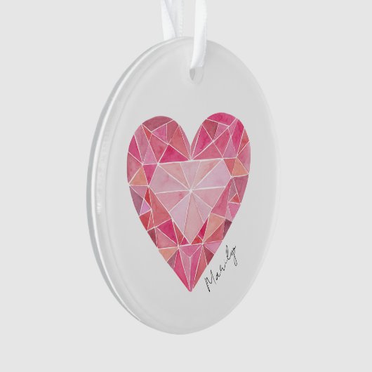 Love Note Pink Diamond Heart Gem Chic NAAM Ornament (voorkant)