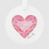 Love Note Pink Diamond Heart Gem Chic NAAM Ornament (voorkant)