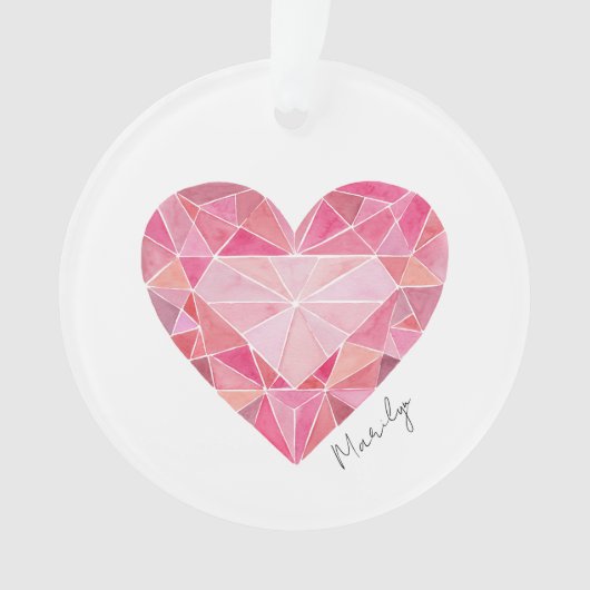Love Note Pink Diamond Heart Gem Chic NAAM Ornament (voorkant)