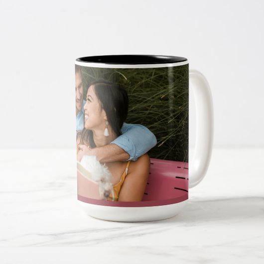 Love note tweekleurige koffiemok (Voorkant rechts)