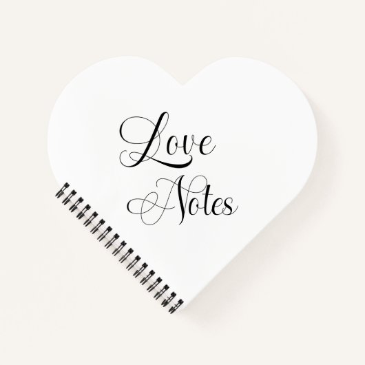 Love Notes Elegant script met naam zwart & wit Notitieboek (Voorkant)