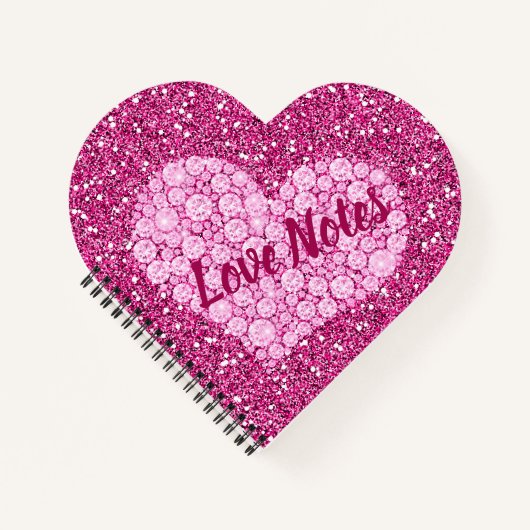 Love Notes Roink Diamond Heart Faux Glitter Notitieboek (Voorkant)
