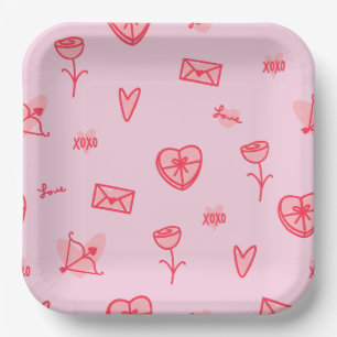 Love Notes & Sweet Treats Valentijns's Paper Bord