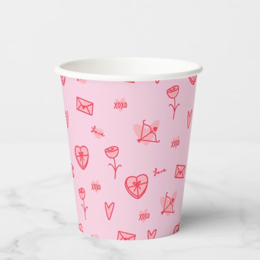 Love Notes & Sweet Treats Valentijns's Paper Cup Papieren Bekers (Voorkant)
