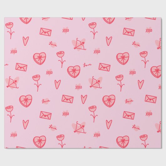 Love Notes & Sweet Treats Valentijns's Wrapping Pa Cadeaupapier (Vlak)