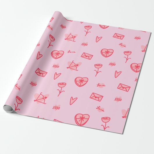 Love Notes & Sweet Treats Valentijns's Wrapping Pa Cadeaupapier (Uitgerold)