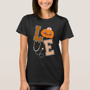 Love Nurse Halloween Pumpkin Herfst Nurses Costume T-shirt