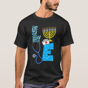 Love Nurse Hanukkah Jewish Nurses Chanukah PJs Paj T-shirt