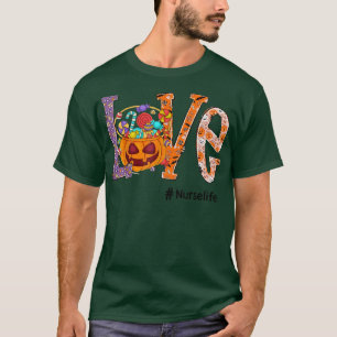 Love Nurse Life Halloween Pumpkin Art Snoep Funny T-shirt