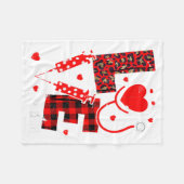 Love Nurse Life Valentine Day Leopard Plaid Red He Fleece Deken (Voorkant (Horizontaal))