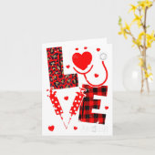 Love Nurse Life Valentine Day Leopard Plaid Red He Kaart (Gele Bloem)