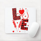 Love Nurse Life Valentine Day Leopard Plaid Red He Muismat (Met muis)