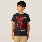 Love Nurse Life Valentine Day Leopard Plaid Red He T-shirt (Voorkant volledig)