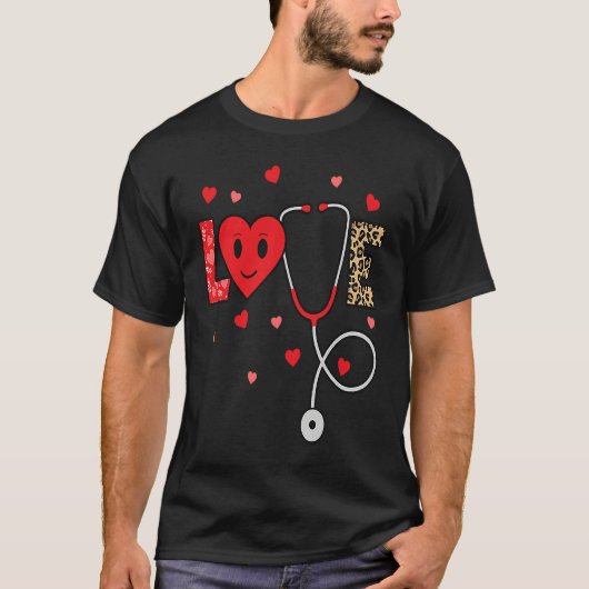 Love Nurse Life Valentines Day Heart Nursing Scrub T-shirt (Voorkant)