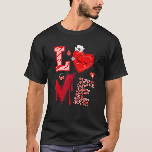 Love Nurse Red Heart Happy Valentine's Day T-shirt (Voorkant)